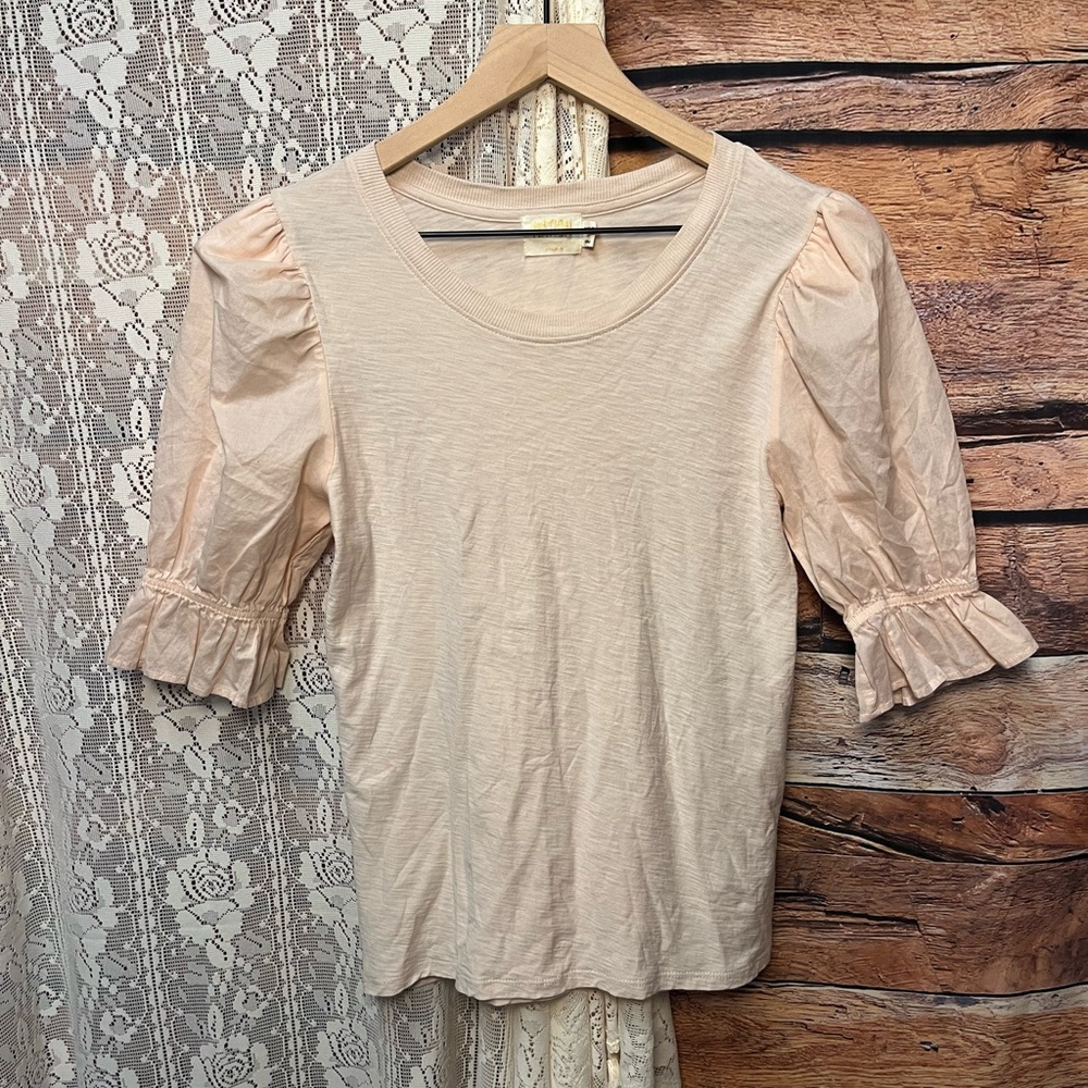 Nation LTD Pima Cotton Peach Puff Sleeve Top (108) - Picture 2 of 8